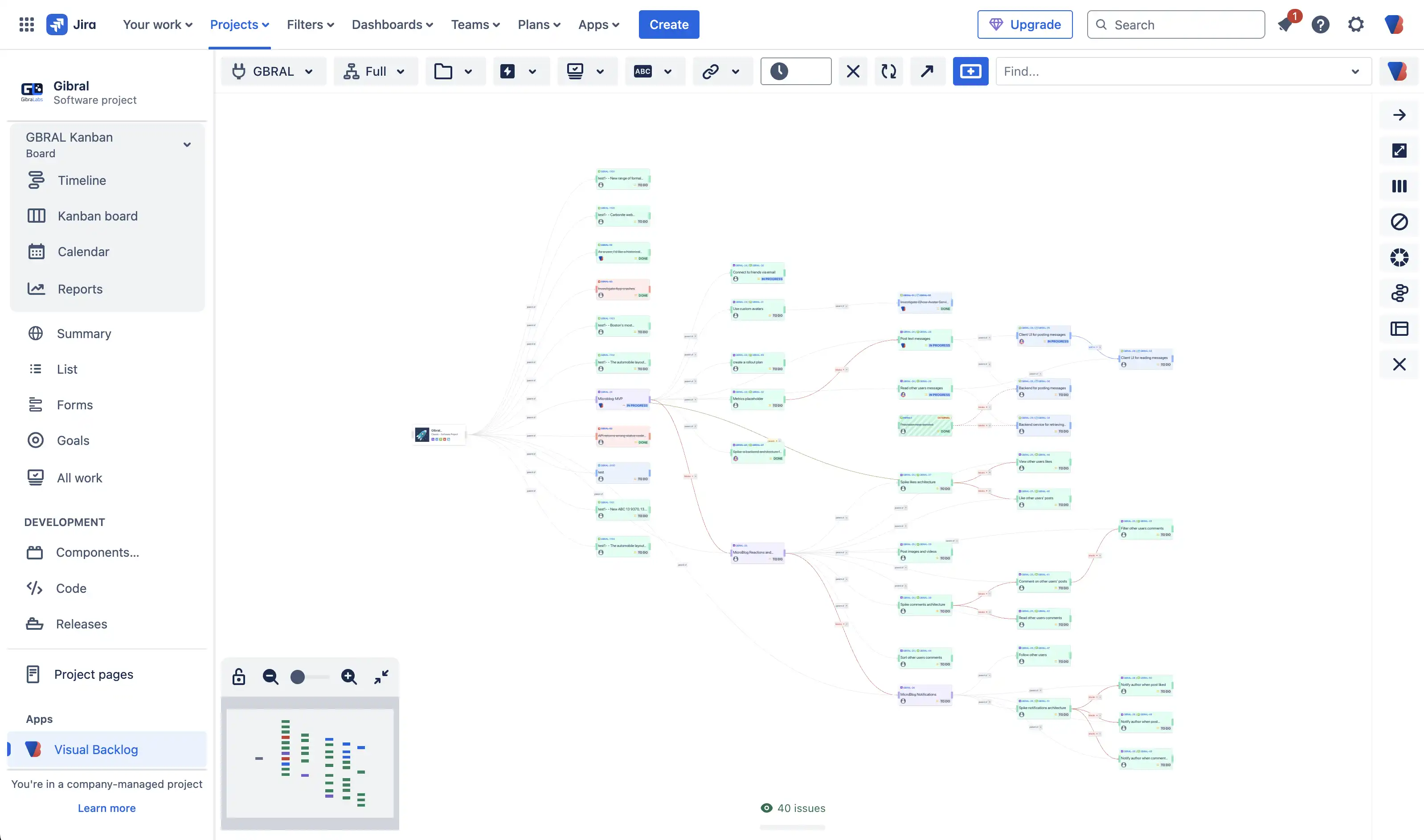 Visual Backlog interface in light mode
